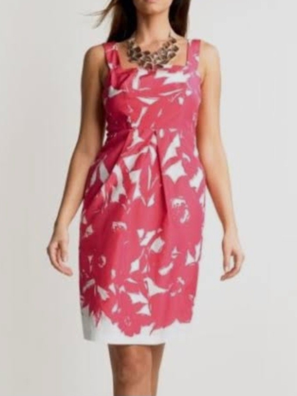 Banana Republic Pink & White Abstract Print SILK Sundress
